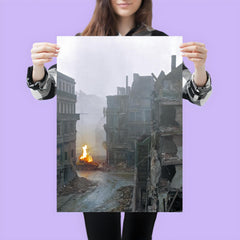 German Panther Tank Burning During the Battle of Cologne, March 1945 poster 3