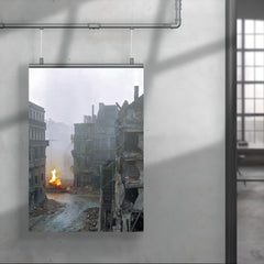 German Panther Tank Burning During the Battle of Cologne, March 1945 poster 4