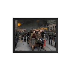 German Soldiers Leading Jewish Civilians Out of the Warsaw Ghetto, April 19, 1944 framed print on a plain backdrop in size 12"x16".