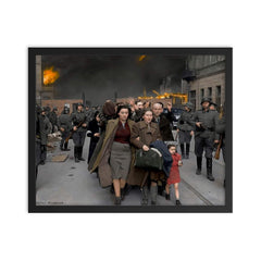 German Soldiers Leading Jewish Civilians Out of the Warsaw Ghetto, April 19, 1944 framed print on a plain backdrop in size 16"x20".