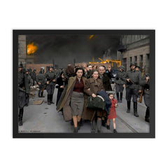 German Soldiers Leading Jewish Civilians Out of the Warsaw Ghetto, April 19, 1944 framed print on a plain backdrop in size 18"x24".