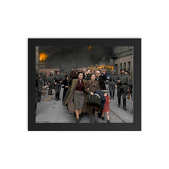 German Soldiers Leading Jewish Civilians Out of the Warsaw Ghetto, April 19, 1944 framed print on a plain backdrop in size 8"x10".