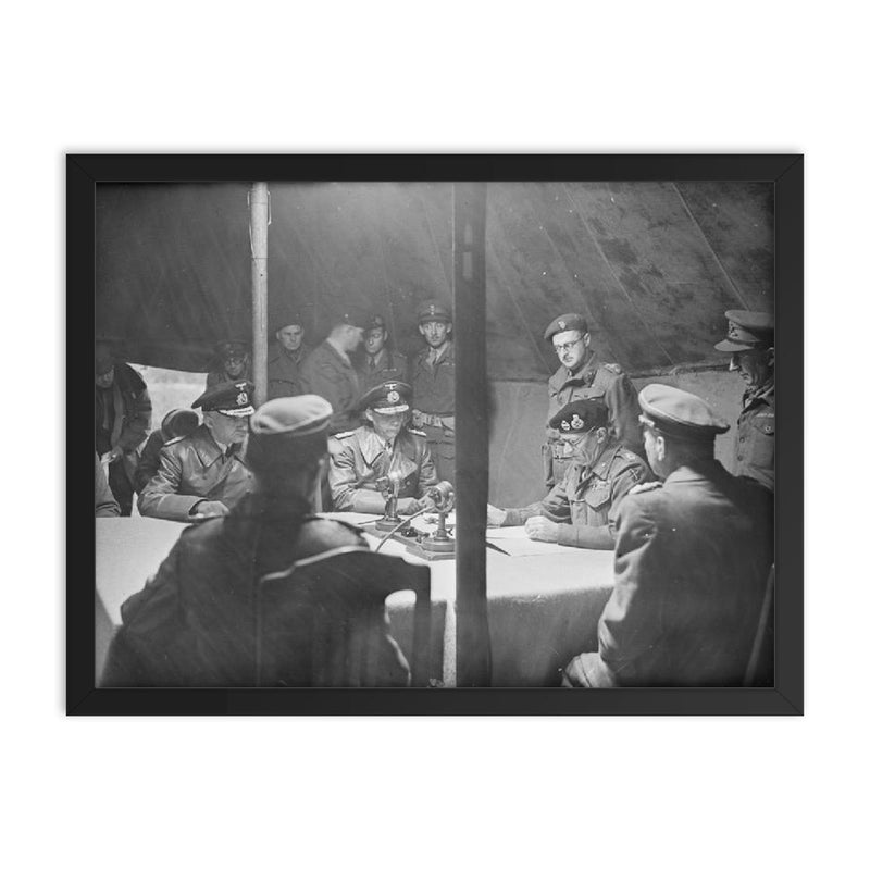 German Surrender at Luneburg Heath framed print on a plain backdrop in size 18