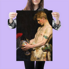 Germanic Warrior Looking at a Roman Helmet by Osmar Schindler, 1902 poster 3