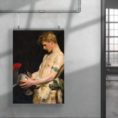 Germanic Warrior Looking at a Roman Helmet by Osmar Schindler, 1902 poster 4