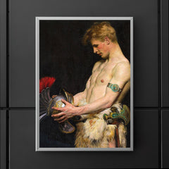 Germanic Warrior Looking at a Roman Helmet by Osmar Schindler, 1902 poster 5