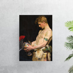 Germanic Warrior Looking at a Roman Helmet by Osmar Schindler, 1902 poster 7