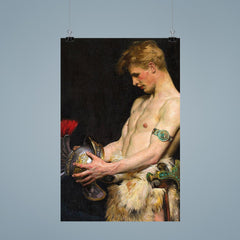 Germanic Warrior Looking at a Roman Helmet by Osmar Schindler, 1902 poster 9