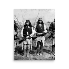 Geronimo and his warriors poster on a plain backdrop in size 16"x20".