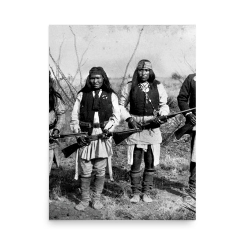 Geronimo and his warriors poster on a plain backdrop in size 18