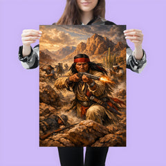 Geronimo resisting capture in desert mountains poster 3