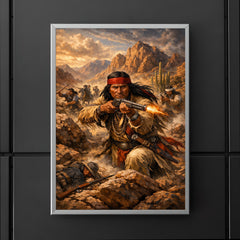 Geronimo resisting capture in desert mountains poster 5