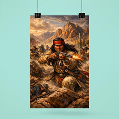 Geronimo resisting capture in desert mountains poster 6