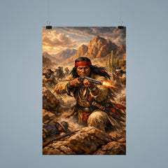 Geronimo resisting capture in desert mountains poster 9