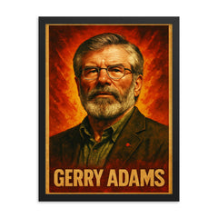 Gerry Adams framed print on a plain backdrop in size 18"x24".