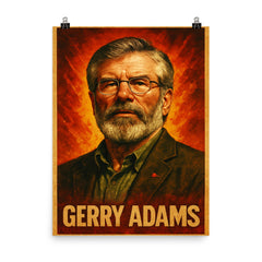 Gerry Adams poster on a plain backdrop in size 8"x10".