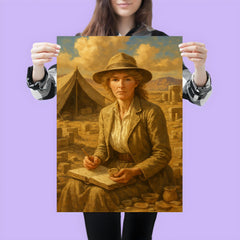 Gertrude Bell in desert archaeology camp poster 3
