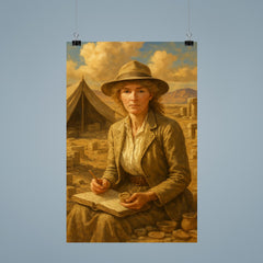 Gertrude Bell in desert archaeology camp poster 9