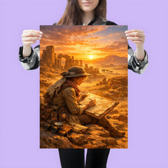 Gertrude Bell mapping desert ruins at sunrise poster 3