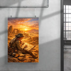 Gertrude Bell mapping desert ruins at sunrise poster 4