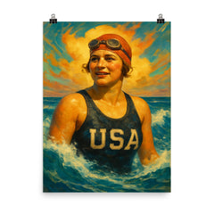 Gertrude Ederle poster on a plain backdrop in size 8"x10".