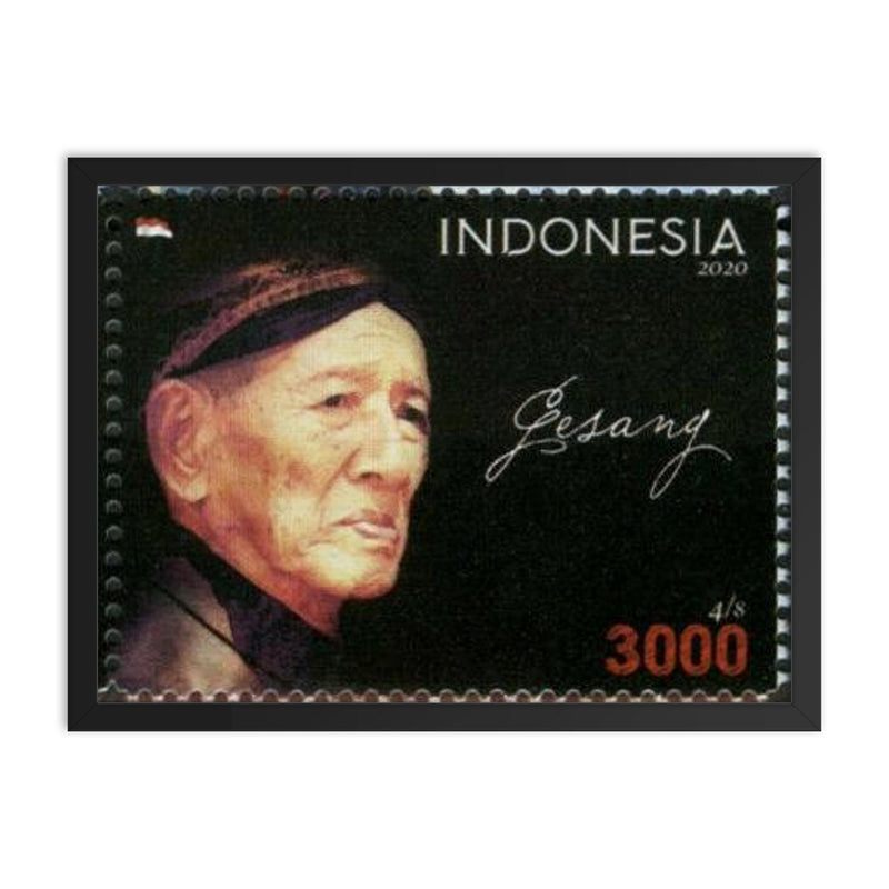 Gesang Martohartono framed print on a plain backdrop in size 18