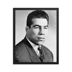 Gholamreza Takhti framed print on a plain backdrop in size 16"x20".