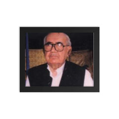 Ghulam Ishaq Khan framed print on a plain backdrop in size 8"x10".
