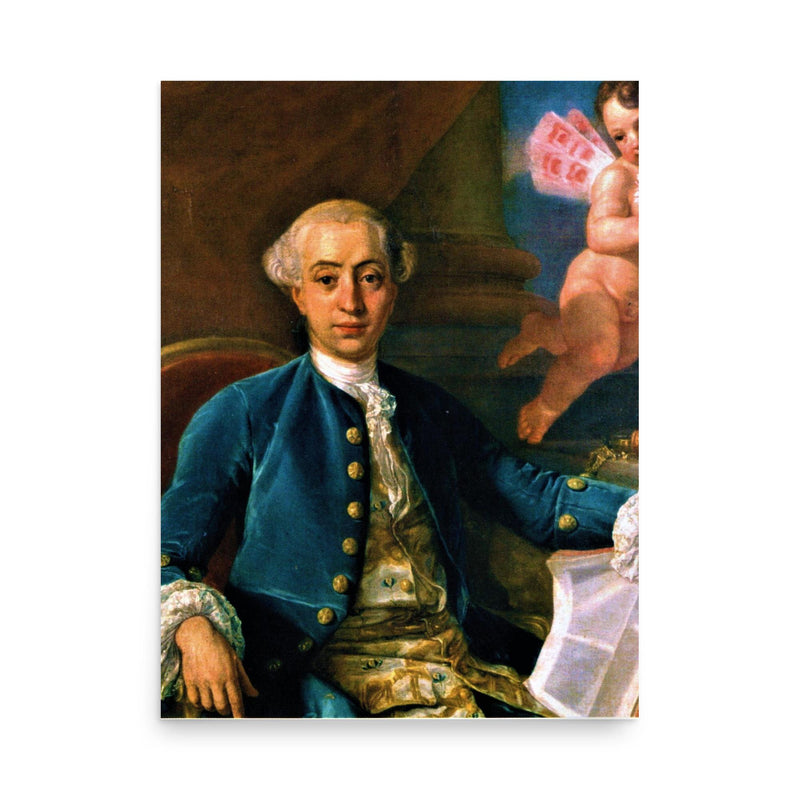 Giacomo Casanova poster on a plain backdrop in size 18