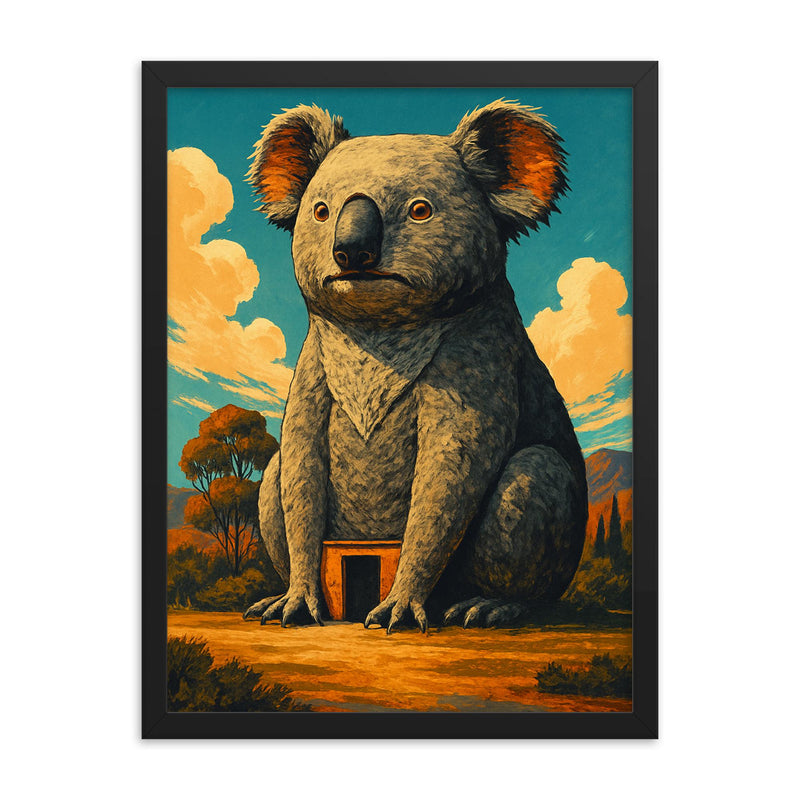 Giant Koala Dadswells Bridge Australia framed print on a plain backdrop in size 18