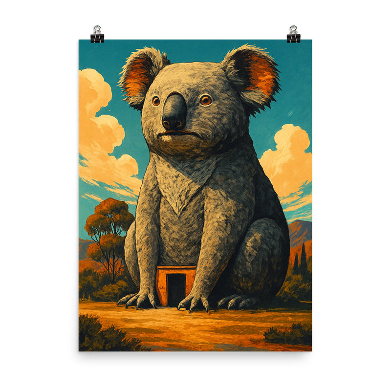 Giant Koala Dadswells Bridge Australia poster on a plain backdrop in size 8