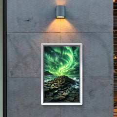 Giant's Causeway beneath green aurora storm poster 2