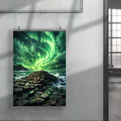 Giant's Causeway beneath green aurora storm poster 4