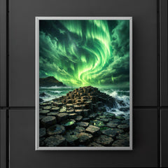 Giant's Causeway beneath green aurora storm poster 5