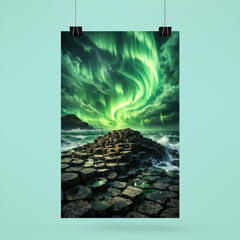 Giant's Causeway beneath green aurora storm poster 6