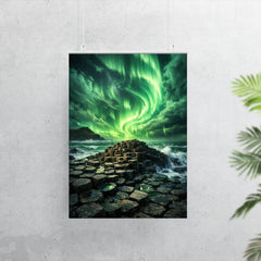 Giant's Causeway beneath green aurora storm poster 7