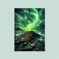 Giant's Causeway beneath green aurora storm poster 8