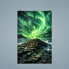 Giant's Causeway beneath green aurora storm poster 9