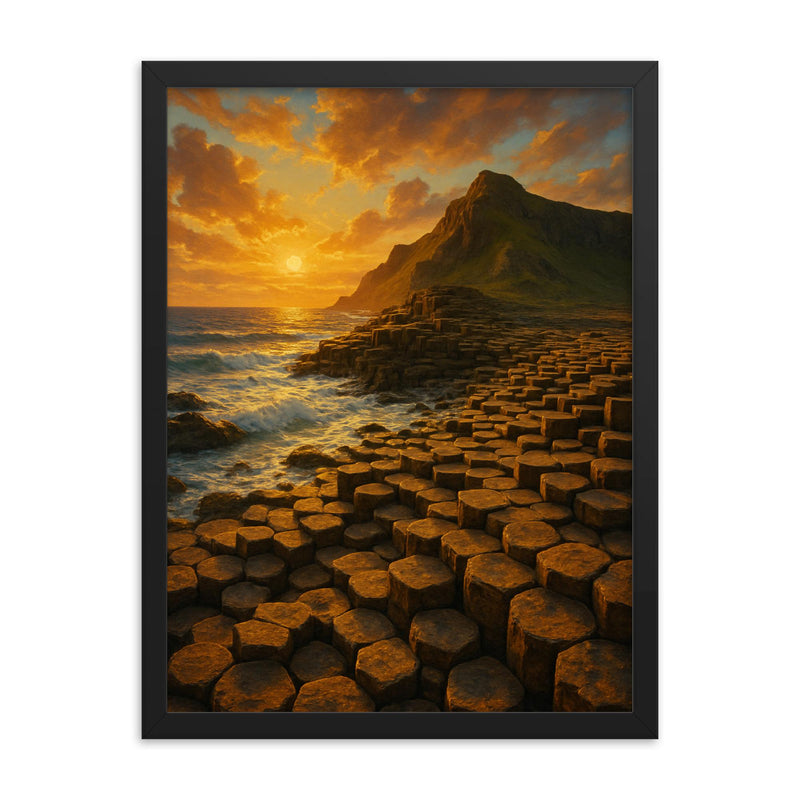 Giant's Causeway Northern Ireland framed print on a plain backdrop in size 18