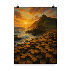 Giant's Causeway Northern Ireland poster on a plain backdrop in size 8"x10".