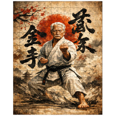 Gichin Funakoshi calligraphy and karate stance jigsaw puzzle