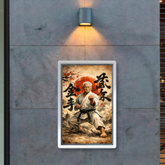 Gichin Funakoshi calligraphy and karate stance poster 2