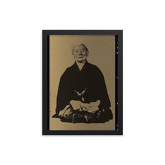 Gichin Funakoshi framed print on a plain backdrop in size 12"x16".