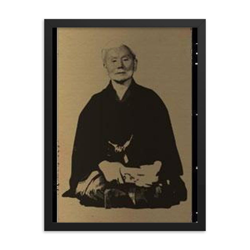 Gichin Funakoshi framed print on a plain backdrop in size 18