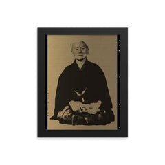 Gichin Funakoshi framed print on a plain backdrop in size 8"x10".