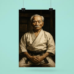 Gichin Funakoshi in stark dojo portrait poster 6