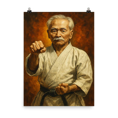 Gichin Funakoshi poster on a plain backdrop in size 8"x10".