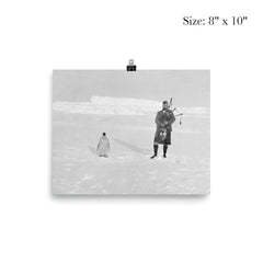 Gilbert Kerr bagpiping with an Emperor Penguin poster 4