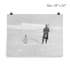 Gilbert Kerr bagpiping with an Emperor Penguin poster 5
