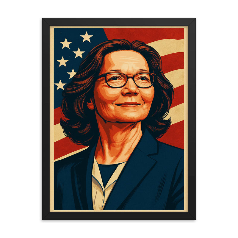 Gina Haspel framed print on a plain backdrop in size 18